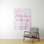 Pastel Roze Strik Coquette Baby Shower Mooie Achte Wandkleed (In situ)