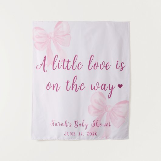 Pastel Roze Strik Coquette Baby Shower Mooie Achte Wandkleed (Voorkant)