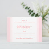 Pastel roze stripes. RSVP kaartje (Staand voorkant)