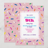 Pastel Roze Strooidecoratie Uitnodiging (Voorkant / Achterkant)