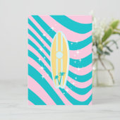 Pastel roze surfplank, strandkunst, tropische vibe kaart (Staand voorkant)