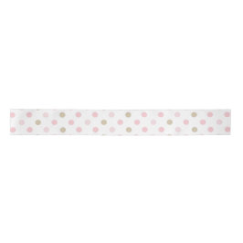 PASTEL ROZE & TAN POLKA STIPPEN SATIJNEN LINT