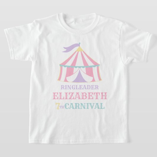 Pastel Roze Tent Circus Carnaval Verjaardag Shirt (Laagn)