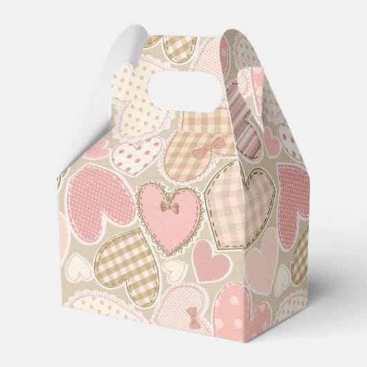 Pastel roze textielvezel - hartenpatroon bedankdoosjes (Achterkant)