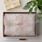 Pastel roze textielvezel - hartenpatroon tissuepapier (Geschenk)