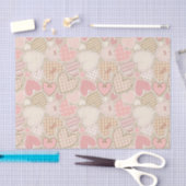 Pastel roze textielvezel - hartenpatroon tissuepapier (Craft)