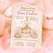 Pastel Roze Tipi Sleepover verjaardagsfeestje Kaart