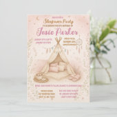 Pastel Roze Tipi Sleepover verjaardagsfeestje Kaart (Staand voorkant)