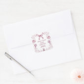 Pastel Roze Toile Preppy Baby shower Vierkante Sticker (Envelop)
