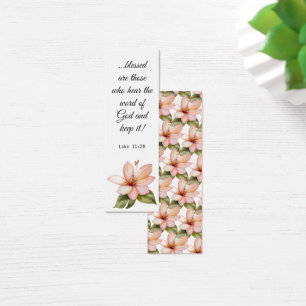 Pastel Roze Tropische Bloemen Elegante Bijbel Vers Mini Visitekaartjes