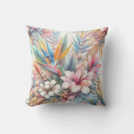 Pastel Roze Tropische Bloemen Hawaiiaanse Bloemen Kussen