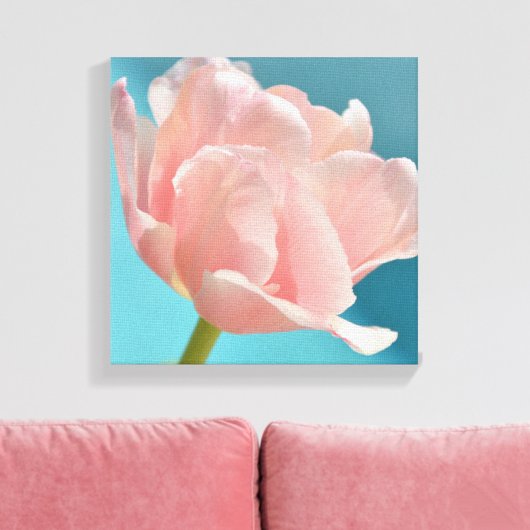 Pastel Roze Tulip Floral Botanische fotografie Canvas Afdruk