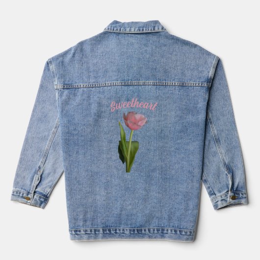  Pastel Roze Tulp Denim Jacket (Achterkant)