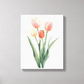 Pastel Roze Tulp Waterverf Bloemendruk Canvas Afdruk (Voorkant)