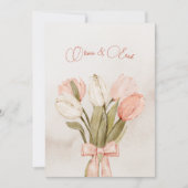 Pastel roze Tulpen bloemen boog bruiloft Kaart (Voorkant)