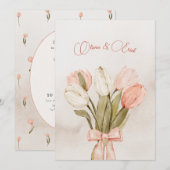 Pastel roze Tulpen bloemen boog bruiloft Kaart (Voorkant / Achterkant)