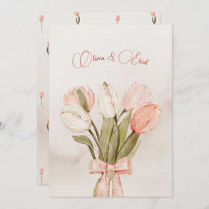 Pastel roze Tulpen bloemen boog bruiloft Kaart