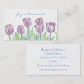 Pastel Roze Tulpenbloemen Waterverf Visitekaartje (Voorkant / Achterkant)