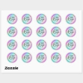 Pastel roze turquoise holografische gradiënt Logo Ronde Sticker (Vel)