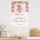 Pastel roze Tutu ballerina meisje teddybeer Welkom Poster (Keuken)