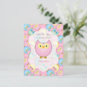 Pastel Roze Uil Meisje Baby Shower Thema Briefkaart (Staand voorkant)