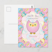 Pastel Roze Uil Meisje Baby Shower Thema Briefkaart (Voorkant / Achterkant)