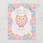Pastel Roze Uil Meisje Baby Shower Thema Briefkaart (Voorkant)