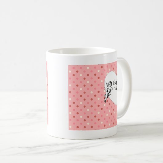 Pastel roze Valentijn cupid hart Koffiemok (Voorkant rechts)