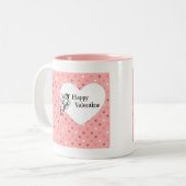 Pastel roze Valentijn cupid hart retro Tweekleurige Koffiemok (Voorkant links)