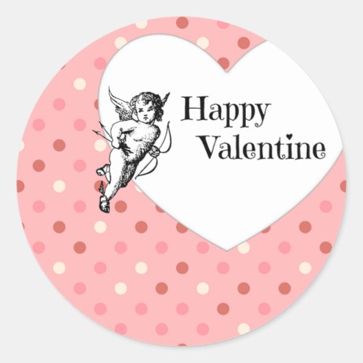 Pastel roze Valentijn cupid hart Ronde Sticker (Voorkant)
