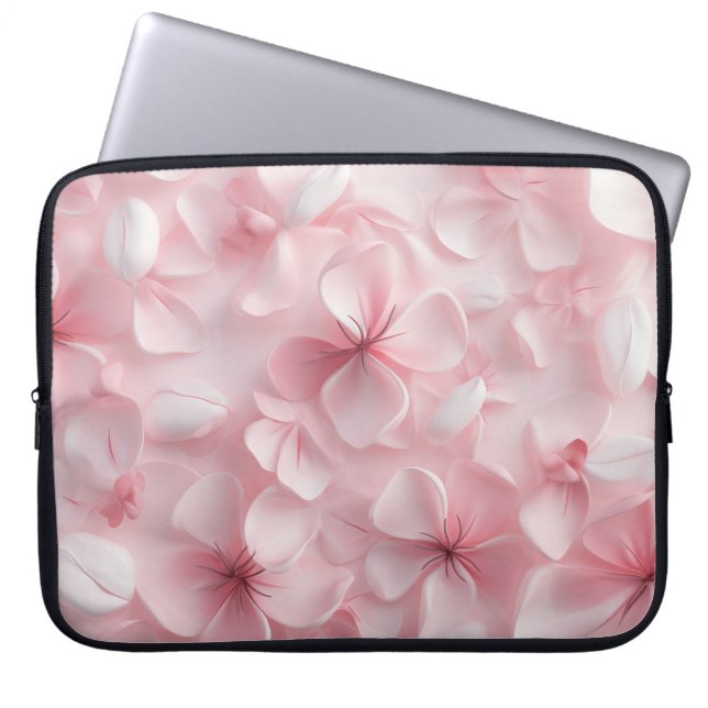 PASTEL ROZE VALENTIJN HARTEN & BLOEMBLAADJES LAPTOP SLEEVE (Voorkant)