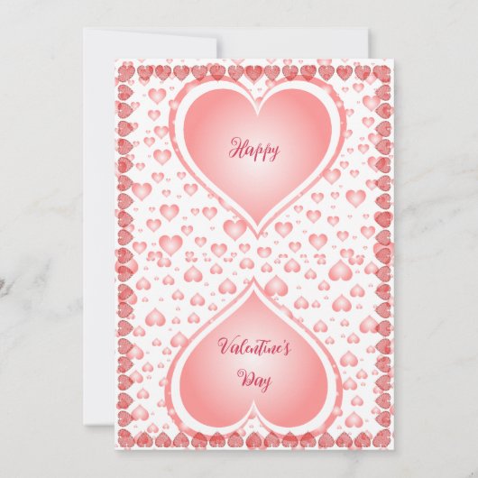 Pastel Roze Valentijnsdag Party Raining Hearts Kaart (Achterkant)