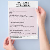 Pastel Roze Vastgoed Open Huis Feedback Formulier Flyer (Hand)