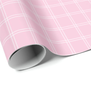 Pastel Roze Vensterpaneel Plaid Inpakpapier