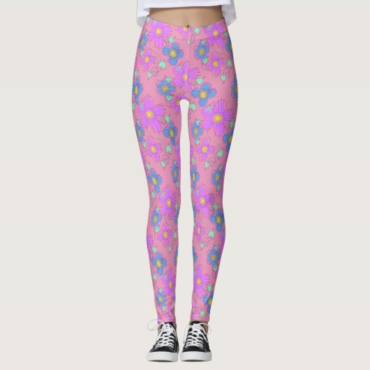 Pastel Roze ventilator Stationaire punt leggings a (Voorkant)