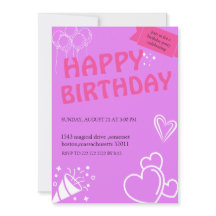 Pastel Roze Verjaardag Bliss uitnodigingen