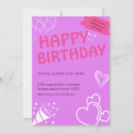 Pastel Roze Verjaardag Bliss uitnodigingen