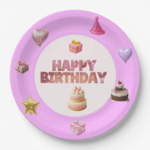 Pastel Roze Verjaardag Thema Papieren Bord