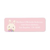 Pastel roze verkuilt Kawaii Bunny Rabbit met bloem Etiket (Voorkant)