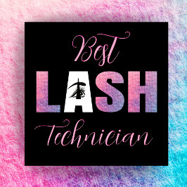 Pastel Roze Vet Beste Lash Tech Zwarte Achtergrond Vierkante Visitekaartje