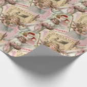 Pastel Roze Victoriaans Kerstmis Cadeaupapier (Hoek)