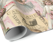 Pastel Roze Victoriaans Kerstmis Cadeaupapier (Rol Hoek)