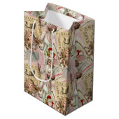 Pastel Roze Victoriaans Kerstmis Medium Cadeauzakje (Voorkant Gekanteld)