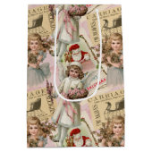 Pastel Roze Victoriaans Kerstmis Medium Cadeauzakje (Achterkant)