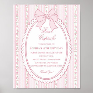 Pastel Roze Vintage Fantasie Bloemen Tijdscapsule Poster