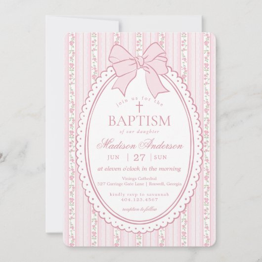 Pastel Roze Vintage Fantasie Bloemendoop Kaart (Voorkant)