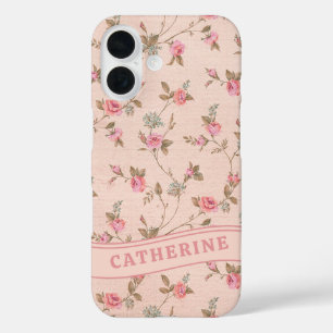 Pastel Roze Vintage Roos Rustieke Bloem iPhone 16 Hoesje