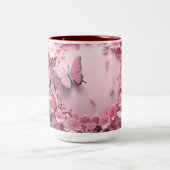 Pastel Roze Vlinder 3D Artistry Koffie Mok (Center)