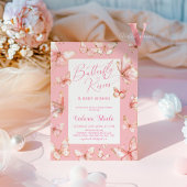 Pastel Roze Vlinder Baby shower Uitnodiging
