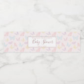  Pastel Roze Vlinder Patroon Baby shower Waterfles Etiket (Enkel label)
